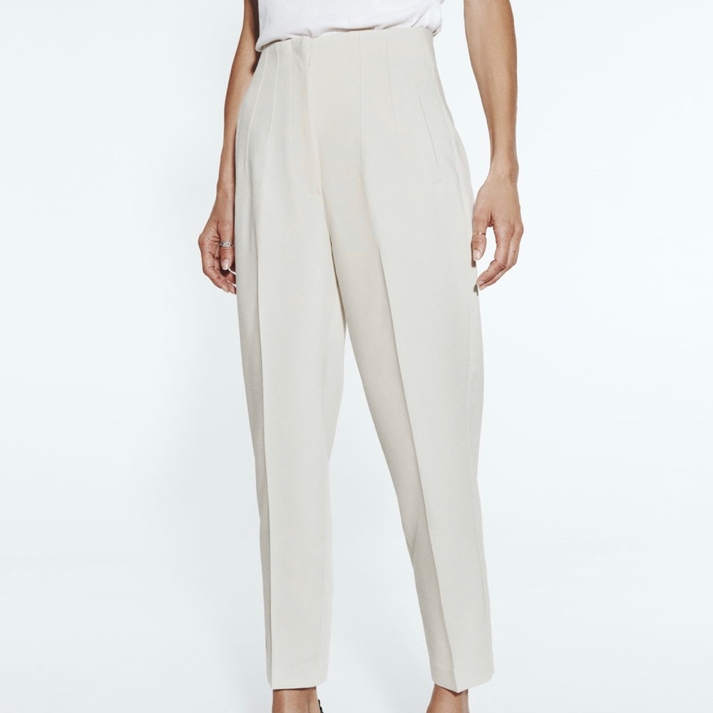 ZARA High-waisted pants Oyster white